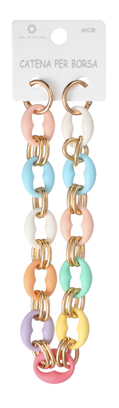 Catena per Borsa Maglie Tonde Lucide con Dettagli Dorati – 40CM