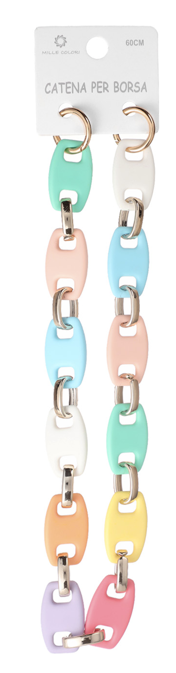 Catena per Borsa Maglie Colorate in Acrilico Opaco Marmorizzato – 60CM