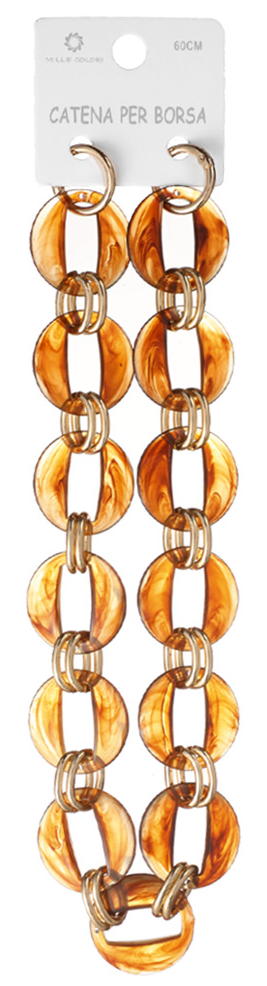Catena per Borsa Maglie Rotonde Acrilico con Anelli Dorati – 60CM