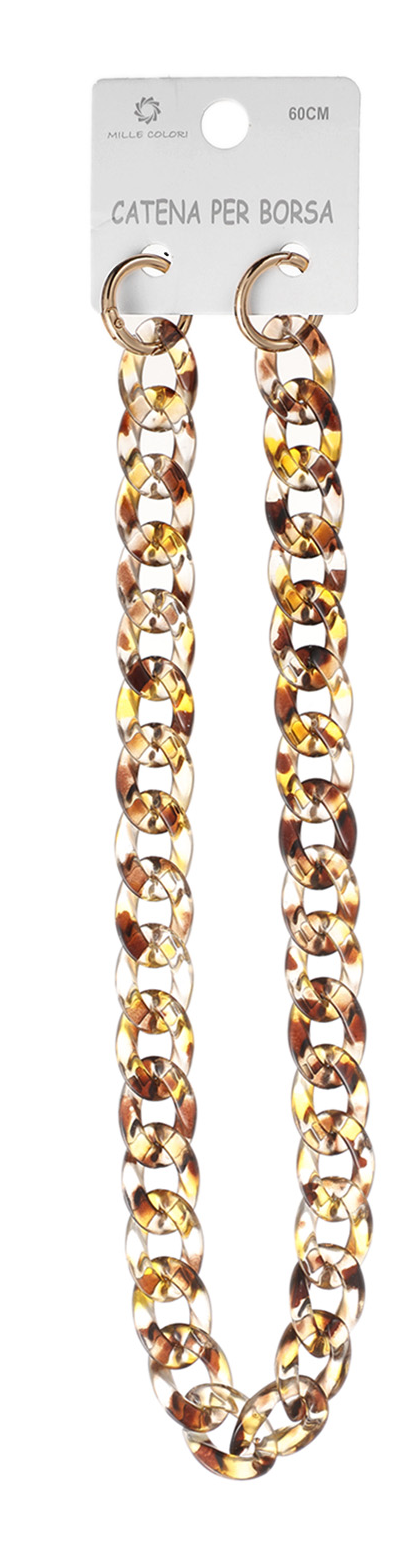 Catena per Borsa Tracolla in Resina Effetto Tartarugato con Ganci Dorati - 60 cm