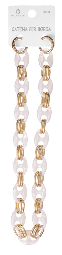 Catena per Borsa Maglie Tonde Effetto Marmo con Anelli Doppio Oro – 60CM