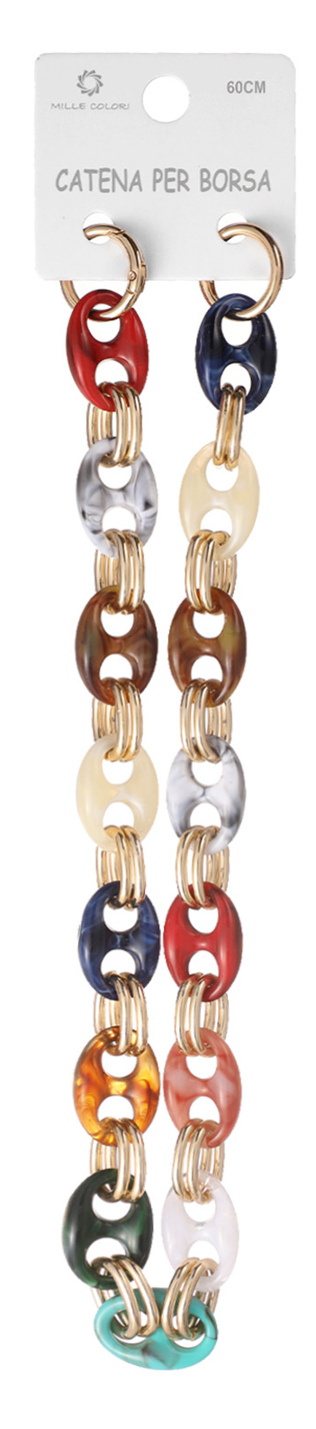 Catena Acrilica per Borsa Maglie Ovali con Dettagli Oro – 60CM