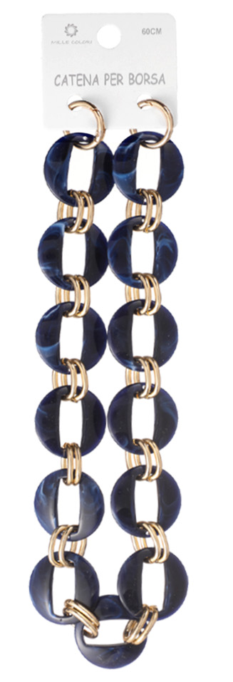 Catena per Borsa Maglie Rotonde Acrilico con Anelli Dorati – 60CM