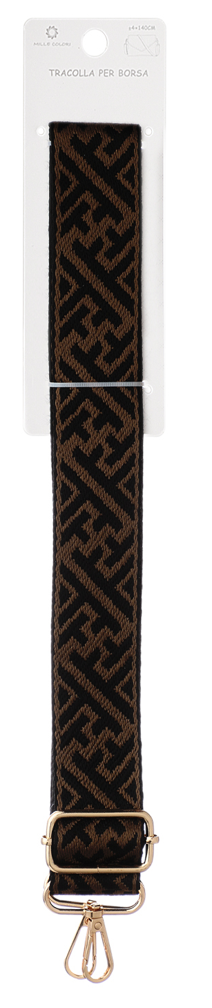 Tracolla Regolabile per Borsa con Motivo Greco Classico, Tessuto di Alta Qualità, Ganci in Metallo -140cm/4cm