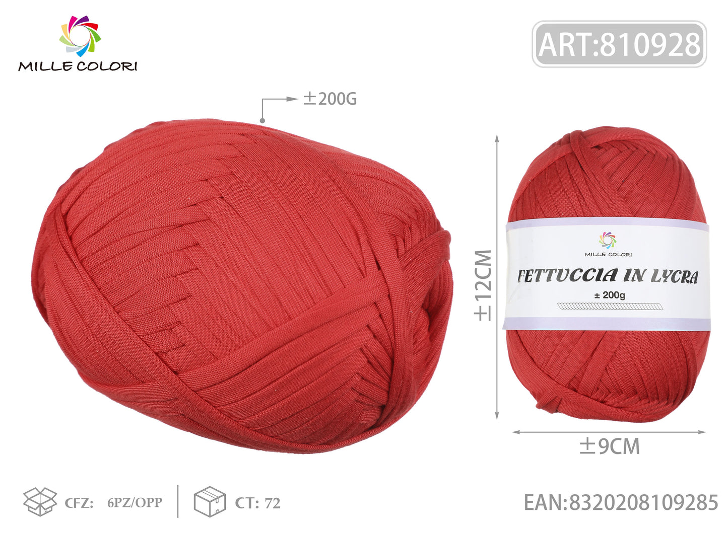 FETTUCCIA IN LYCRA 200G ROSSO