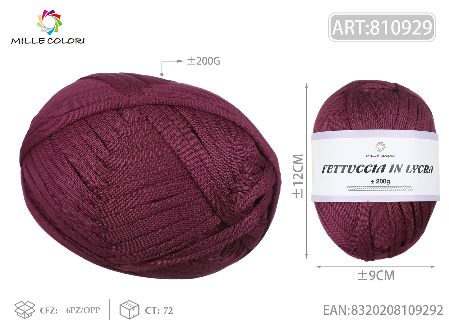FETTUCCIA IN LYCRA 200G BORDEAUX