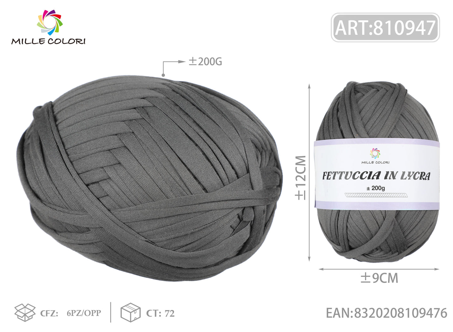 FETTUCCIA IN LYCRA 200G GRIGIO SCURO