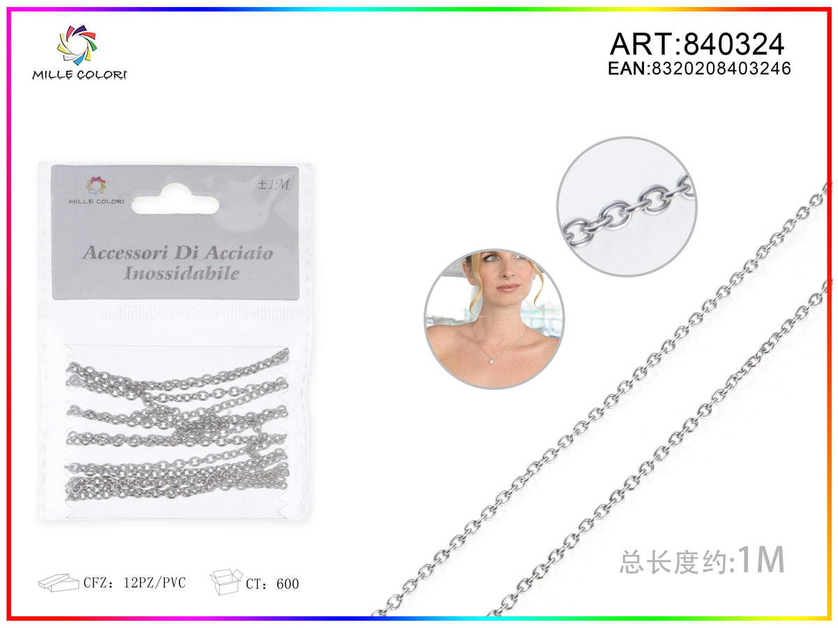 Catena per Bigiotteria in Acciaio Inossidabile Argento 1 m – 840324