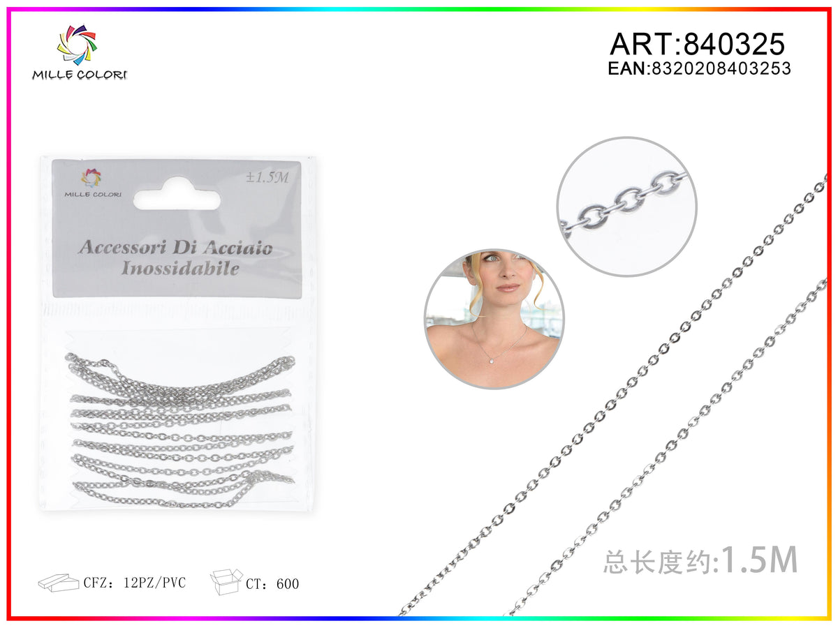 Catena per Bigiotteria in Acciaio Inossidabile Argento 1,5 m – 840325