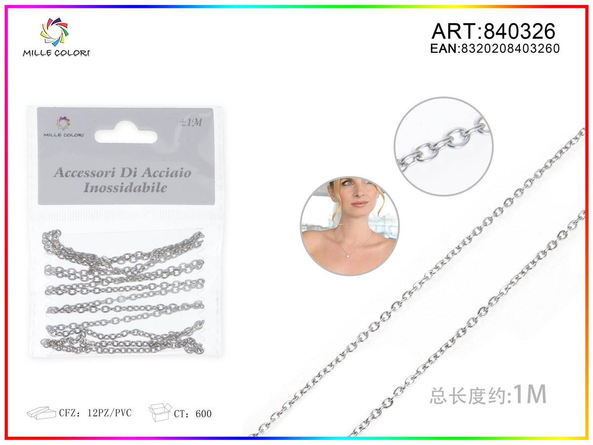Catena per Bigiotteria in Acciaio Inossidabile Argento 1 m – 840326