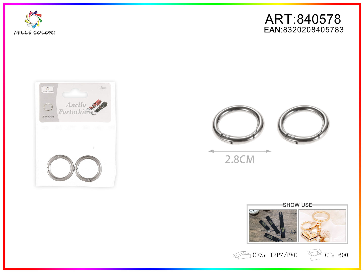 Anelli per borsa 0.5x2.8cm 2pz