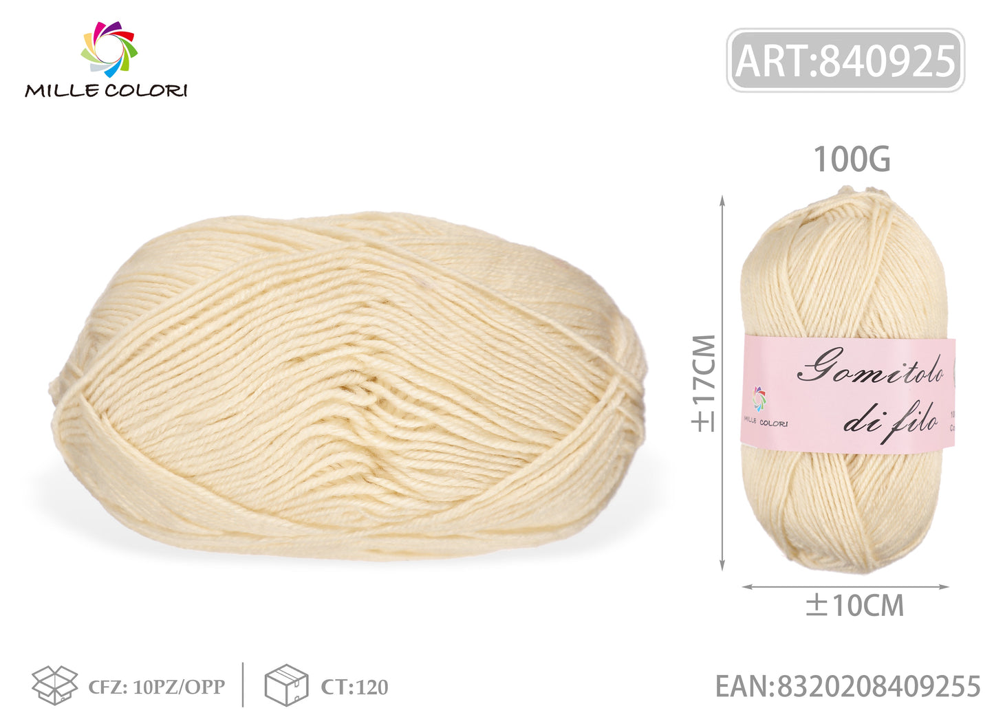 GOMITOLO DI FILO 100G Beige