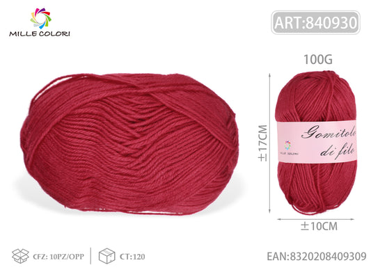 GOMITOLO DI FILO 100G Rosso Carminio