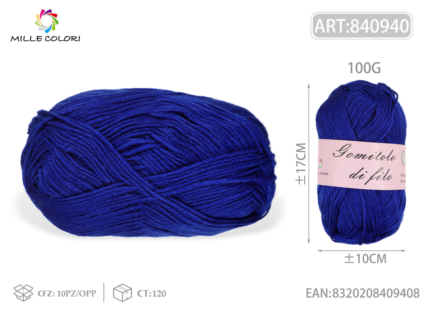 GOMITOLO DI FILO 100G Blu reale