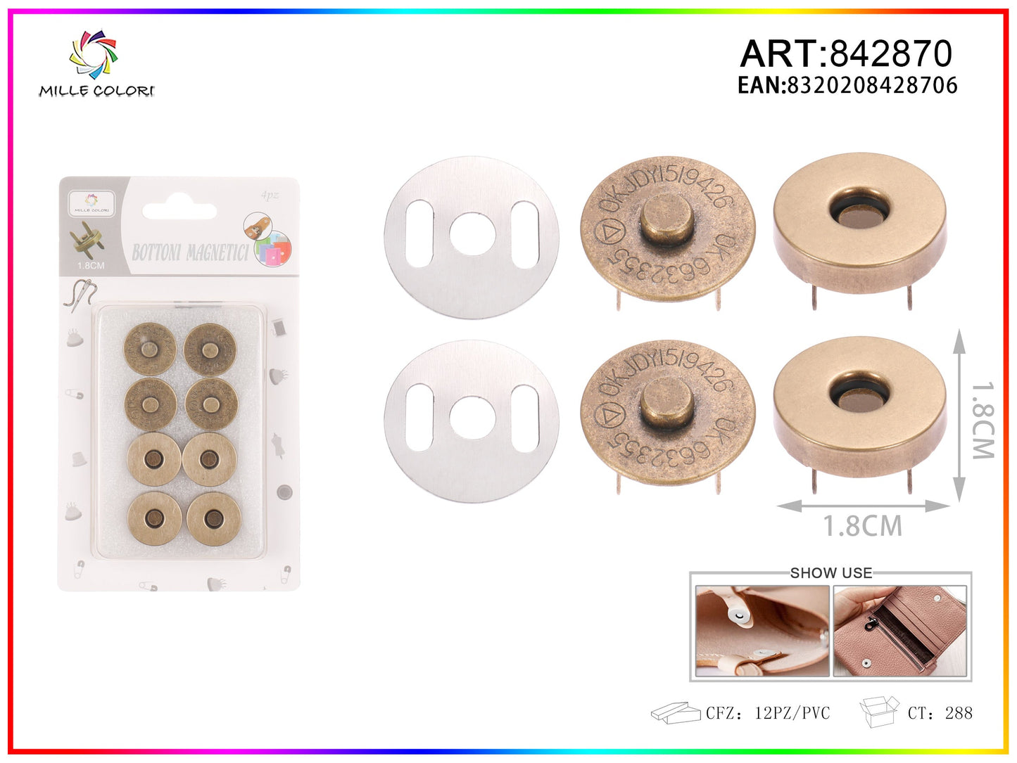 BOTTONI MAGNETICI 1.8CM 4PZ