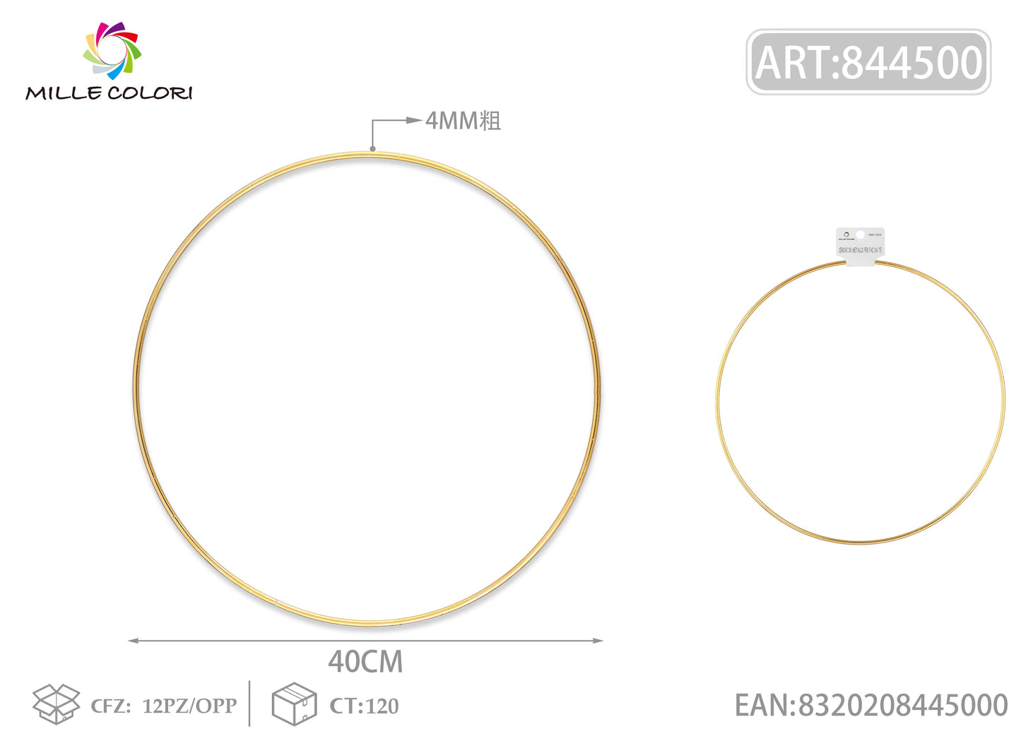 Cerchi in metallo per borse 4.0mm*40cm oro 2pz