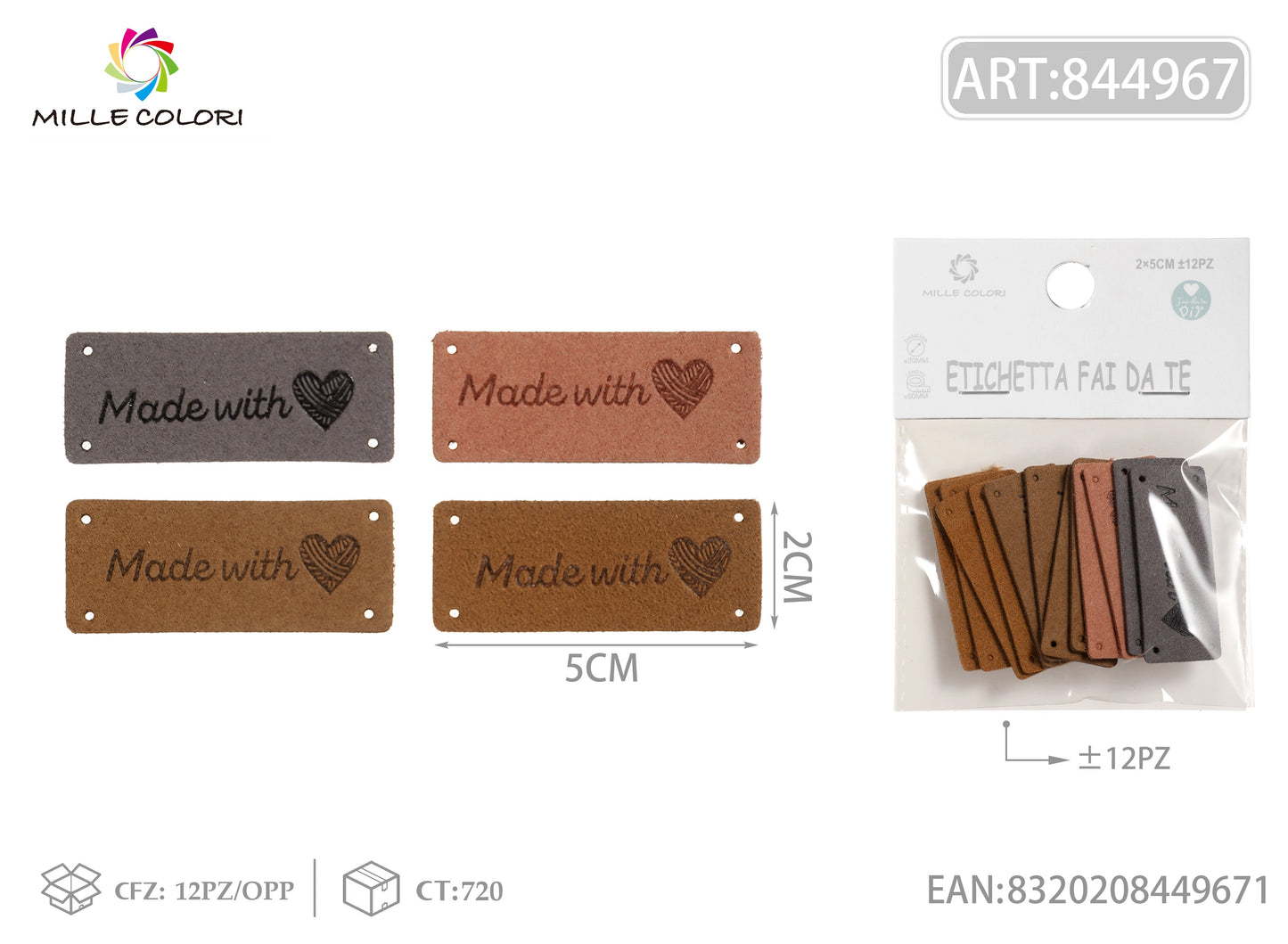 Etichette handmade colori scuri 2x5cm 12pz