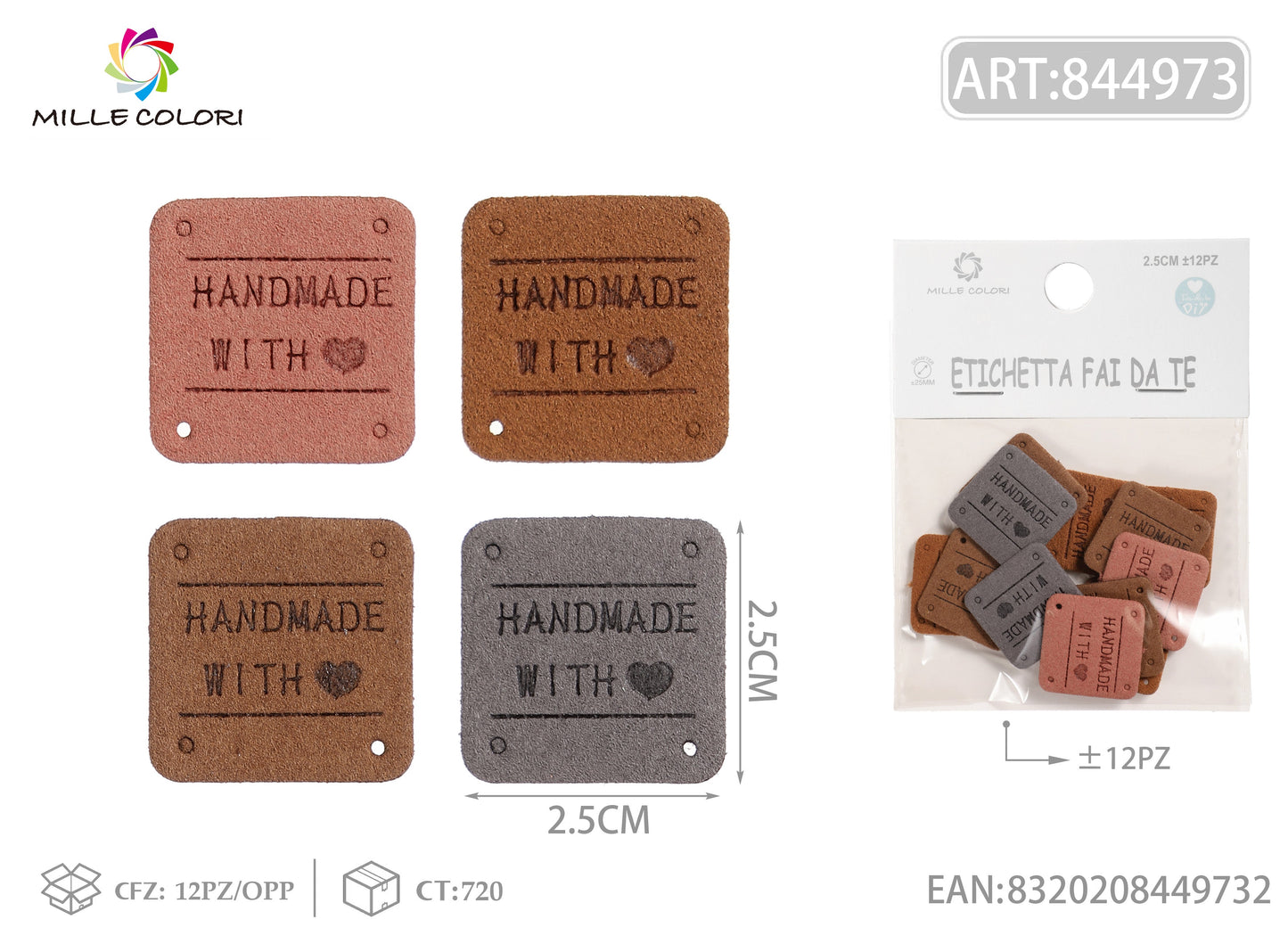 Etichette handmade colori scuri 2.5cm 12pz