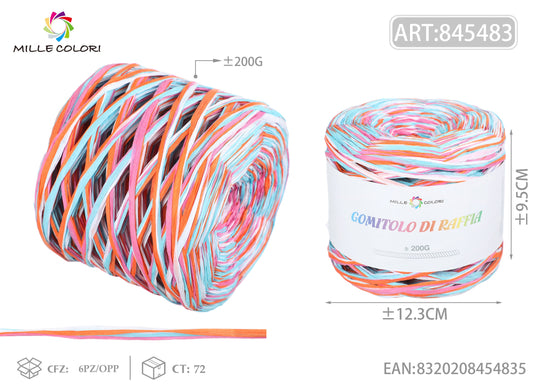 GOMITOLO DI RAFFIA COLORATA COL.02 MILLE COLORI