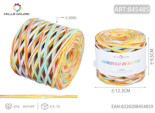 GOMITOLO DI RAFFIA COLORATA COL.04 MILLE COLORI