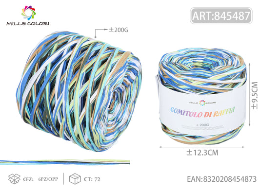 GOMITOLO DI RAFFIA COLORATA COL.06 MILLE COLORI