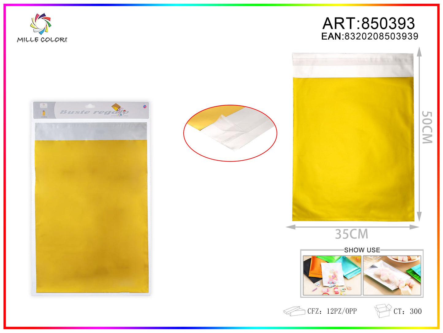 BUSTA REGALO METALLIZZATA LUCIDO ORO