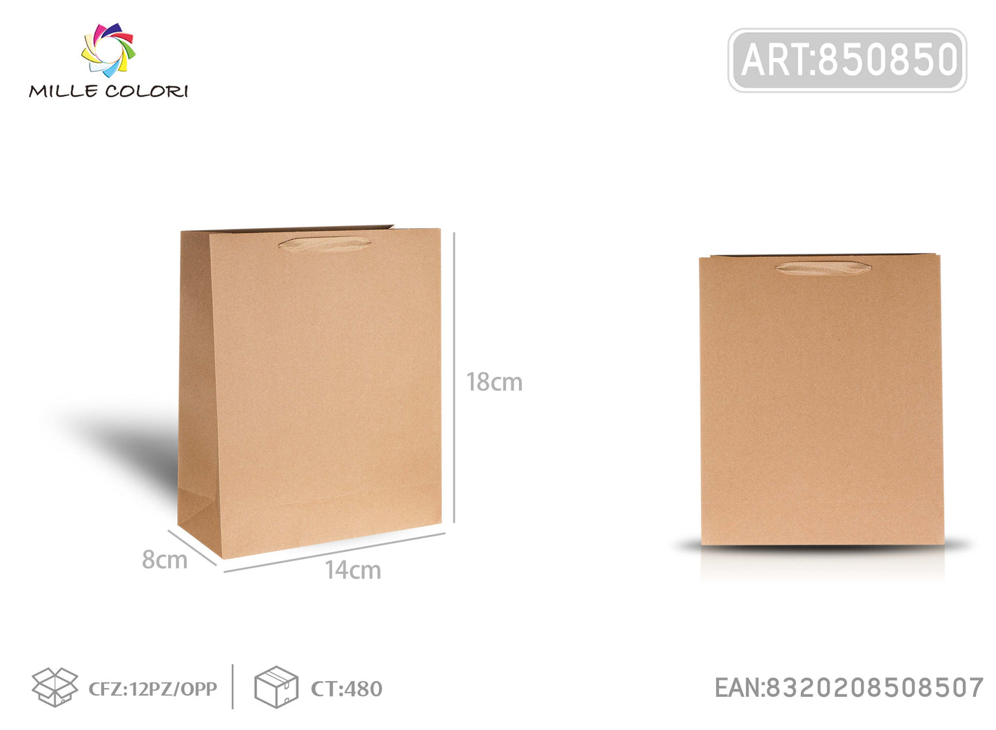 Busta di carta 14x18x8cm avana