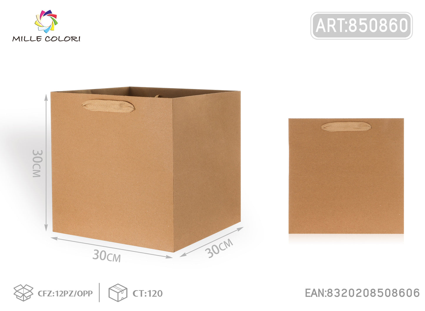 Busta di carta 30x30x30cm avana