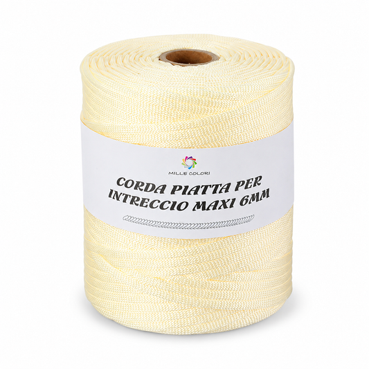 BEIGE – Corda Piatta 6 mm 500 g – Tutti i Colori – Immagine 1 di 3