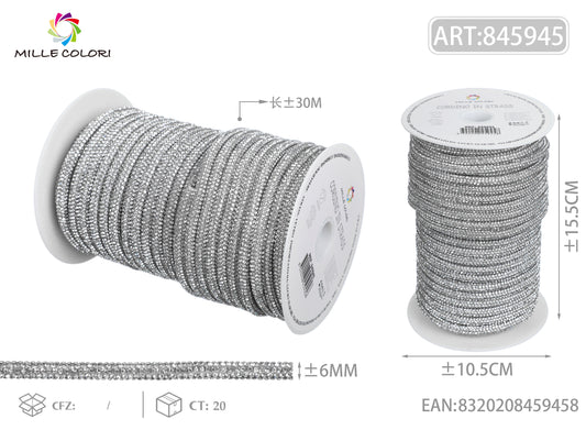 Cordino Strass Bianco per Borse Handmade – Rotolo 30 Metri | Mille Colori