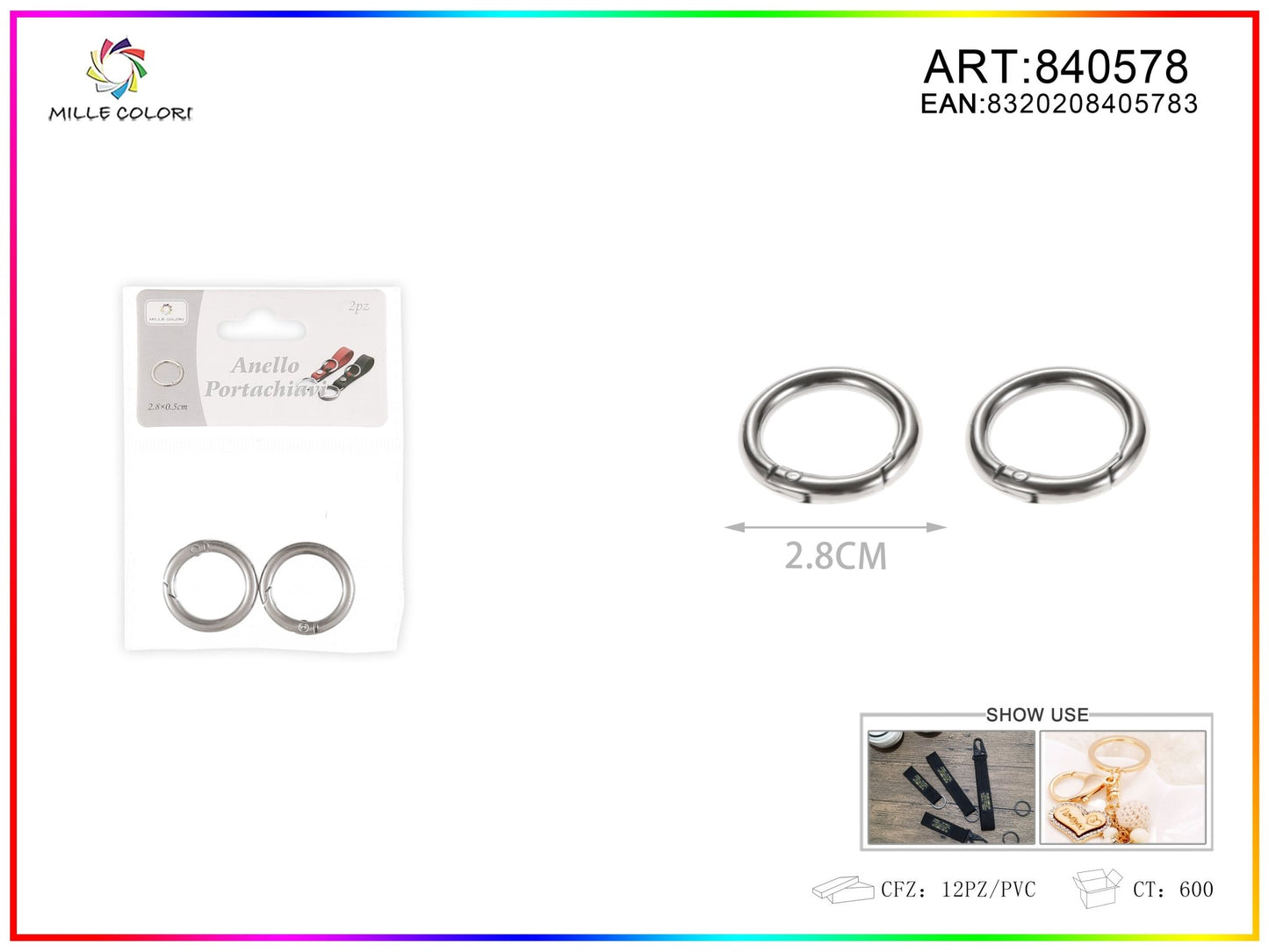 Anelli per borsa 0.5x2.8cm 2pz - WE MAKE DIY - MILLE COLORI