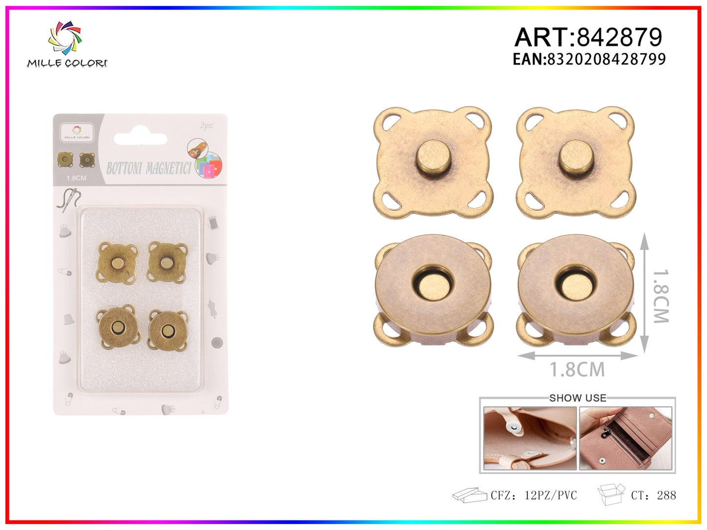 BOTTONI MAGNETICI MARGHERITA 1.8CM 2PZ - WE MAKE DIY - MILLE COLORI