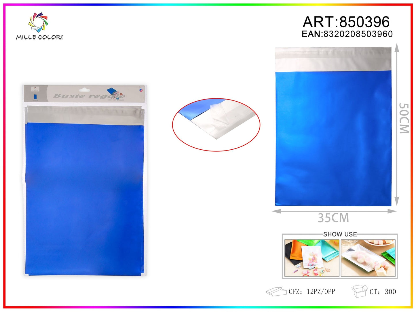 BUSTA REGALO METALLIZZATA LUCIDO BLU - WE MAKE DIY - MILLE COLORI