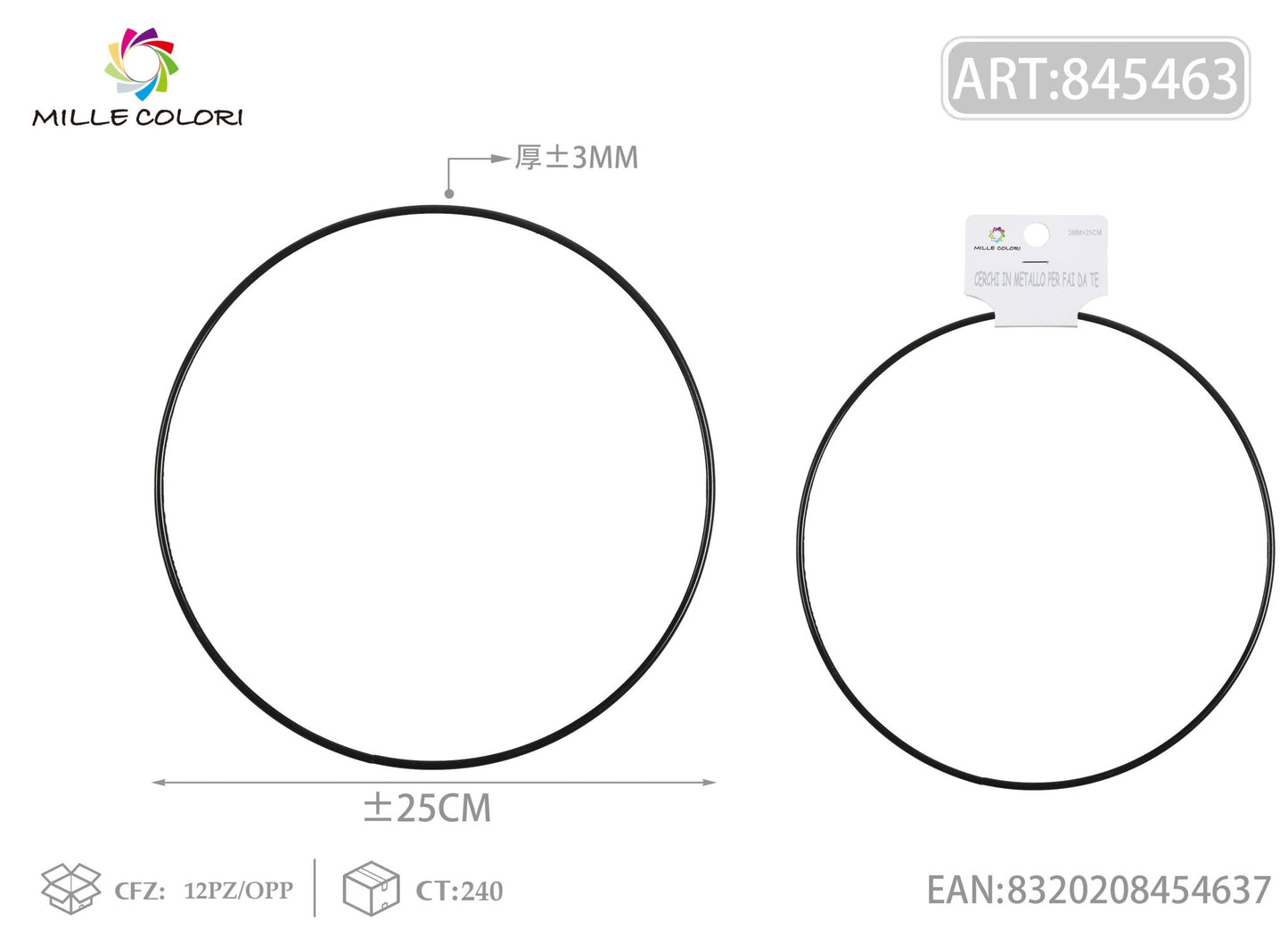 Cerchi in metallo per borse 3.0mm*25cm nero 2pz - WE MAKE DIY - MILLE COLORI