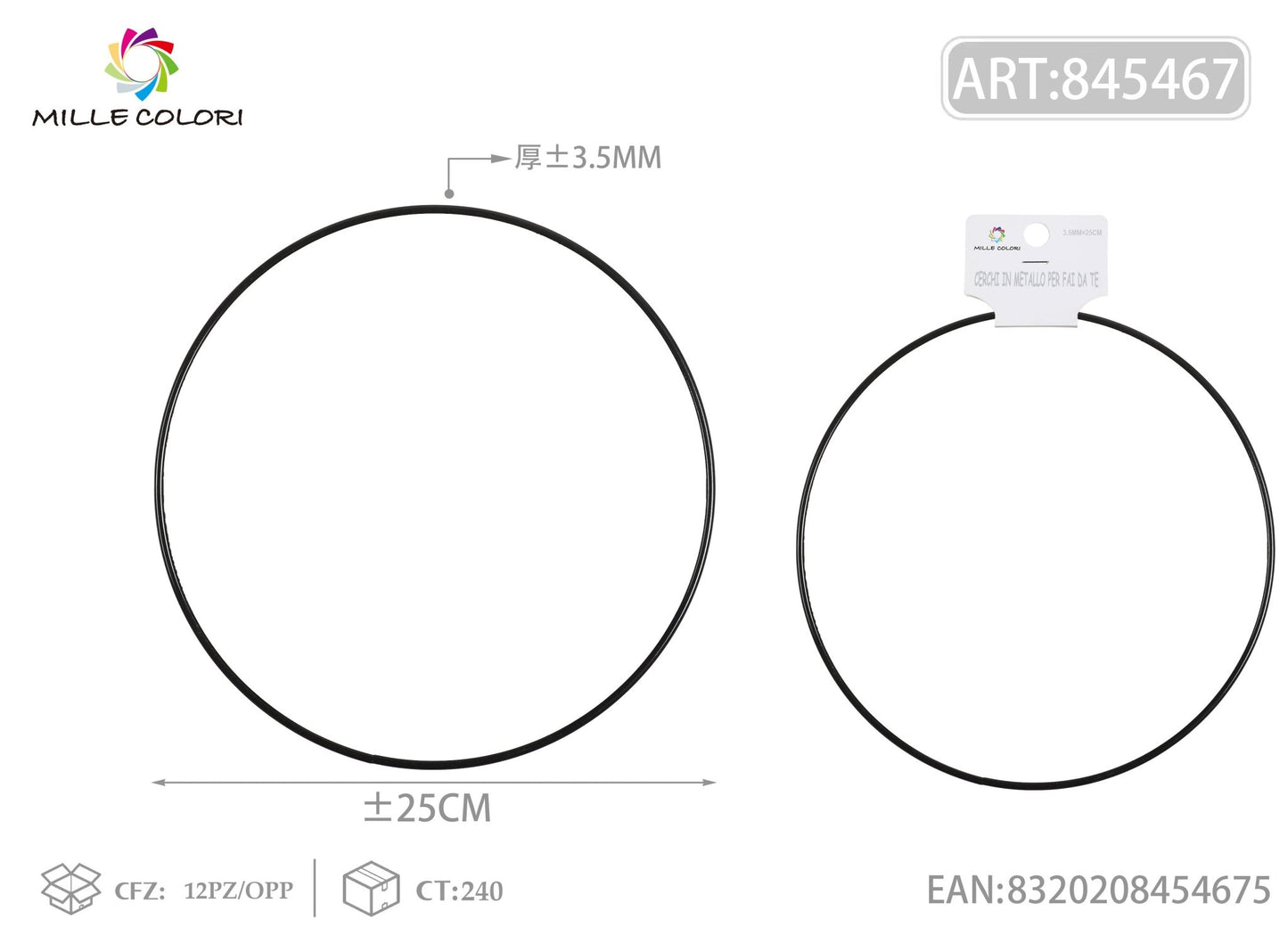 Cerchi in metallo per borse 3.5mm*25cm nero 2pz - WE MAKE DIY - MILLE COLORI
