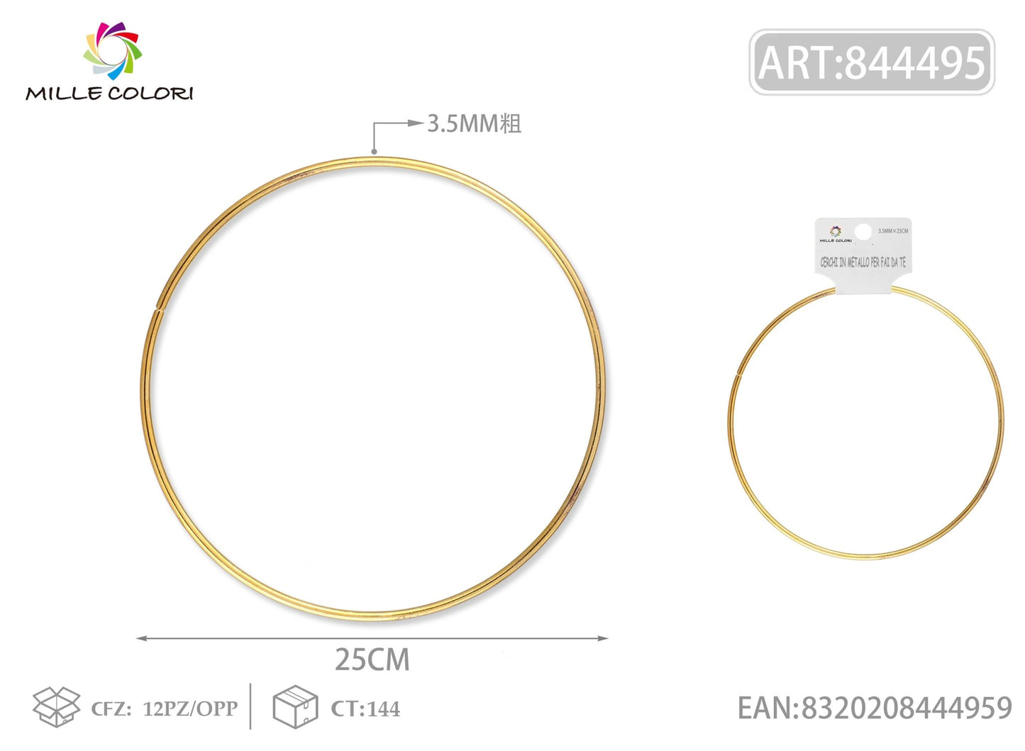 Cerchi in metallo per borse 3.5mm*25cm oro 2pz - WE MAKE DIY - MILLE COLORI
