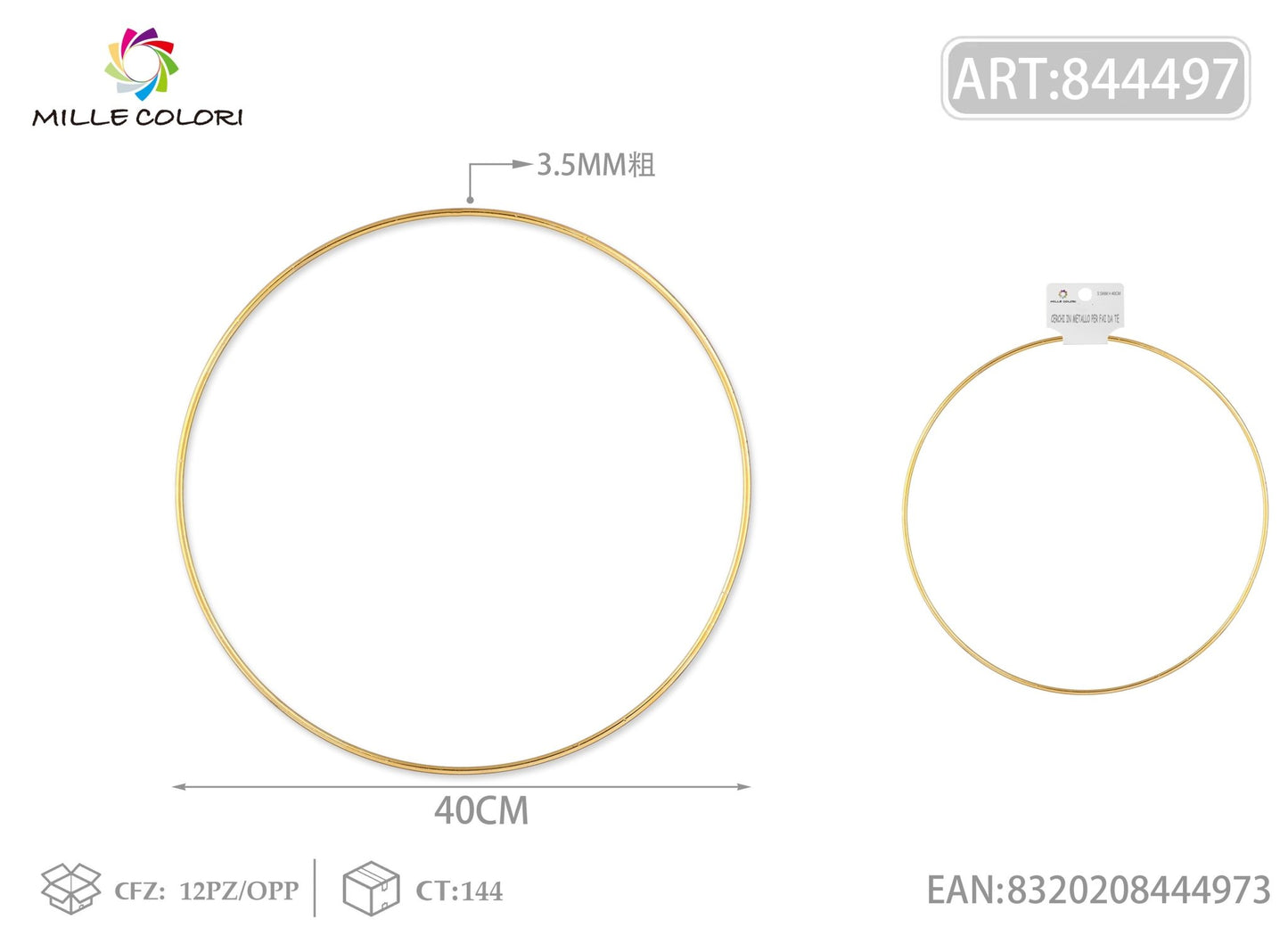 Cerchi in metallo per borse 3.5mm*40cm oro 2pz - WE MAKE DIY - MILLE COLORI