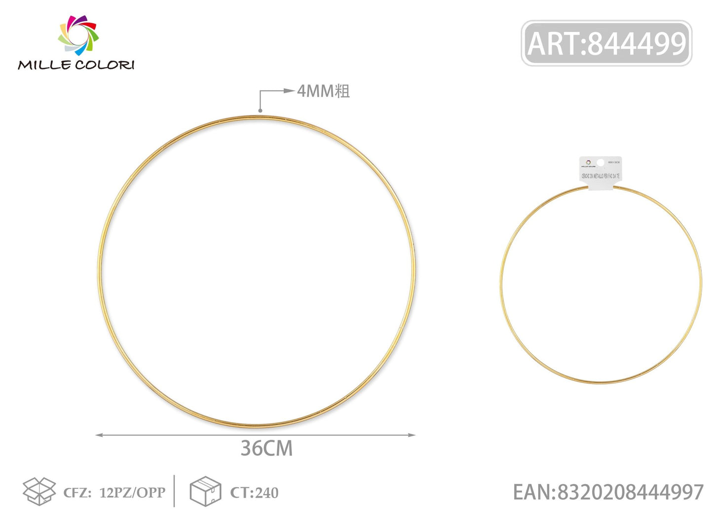 Cerchi in metallo per borse 4.0mm*36cm oro 2pz - WE MAKE DIY - MILLE COLORI