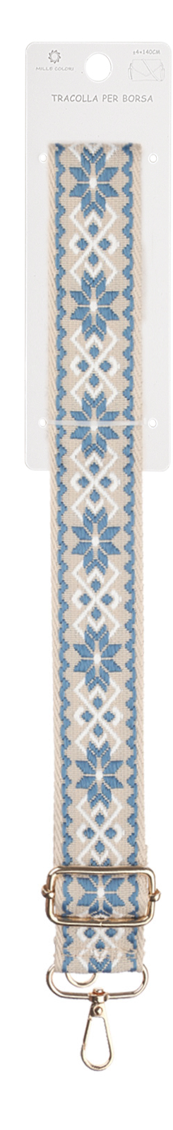 Tracolla Regolabile per Borsa Cinturino Stile Etnico in Tessuto, Ganci in Metallo -140cm/4cm