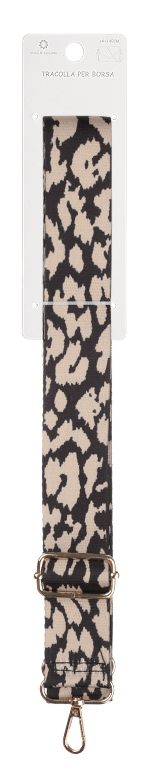 Tracolla Regolabile per Borsa – Fantasia Animalier Leopardata, Ganci in Metallo -140cm/4cm