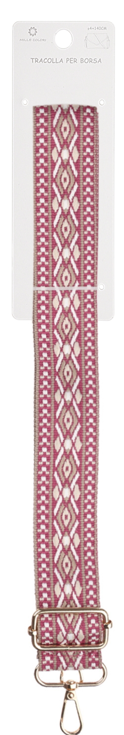 Tracolla Regolabile per Borsa Cinturino con Motivo Ricamato Fine, Ganci in Metallo -140cm/4cm