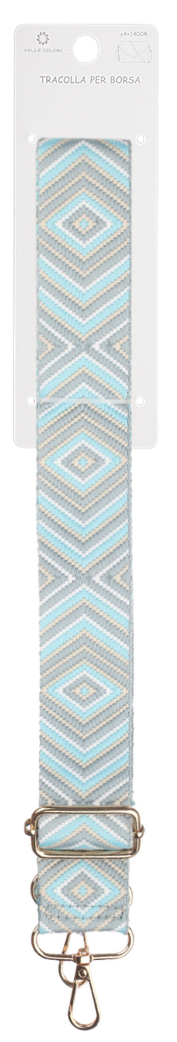Tracolla Regolabile per Borsa Cinturino con Motivo Geometrico a Rombo, Ganci in Metallo -140cm/4cm