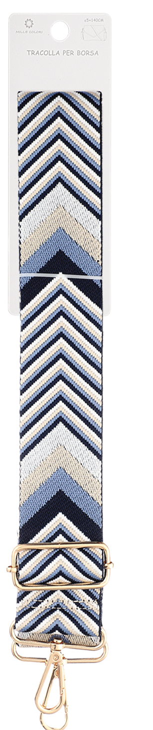 Tracolla Regolabile per Borsa – Cinturino con Motivo a Freccia Chevron, Ganci in Metallo-140cm/5cm