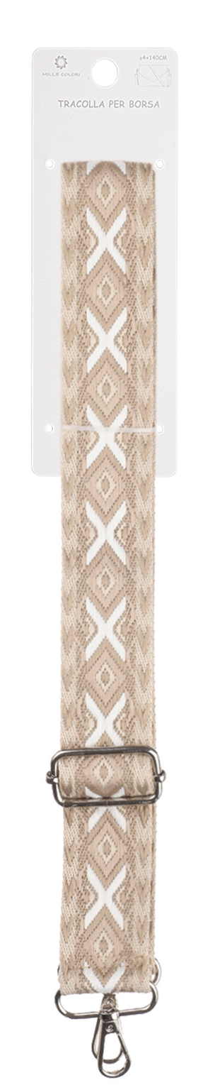 Tracolla Regolabile per Borsa Cinturino con Motivo Geometrico, Ganci in Metallo-140cm/4cm