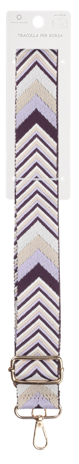 Tracolla Regolabile per Borsa Cinturino con Motivo Chevron, Ganci in Metallo-140cm/4cm