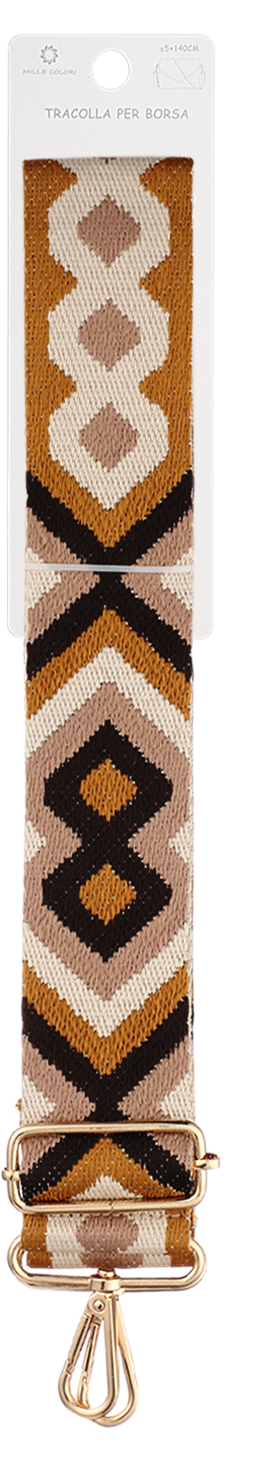 Tracolla Larga 5 cm per Borsa – Cinturino Stile Boho Etnico, Regolabile , Ganci in Metallo Robusto-140cm/5cm