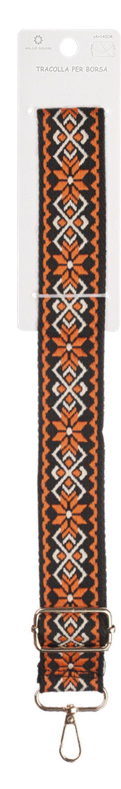 Tracolla Regolabile per Borsa Cinturino Stile Etnico in Tessuto, Ganci in Metallo -140cm/4cm