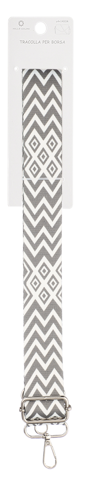 Tracolla Regolabile per Borsa Cinturino con Motivo Zigzag e Rombo, Ganci in Metallo -140cm/4cm/