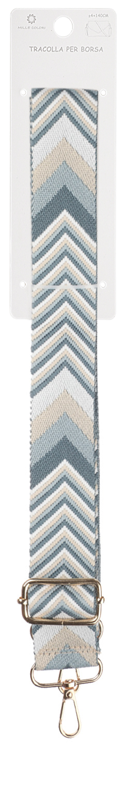 Tracolla Regolabile per Borsa Cinturino con Motivo Chevron, Ganci in Metallo-140cm/4cm