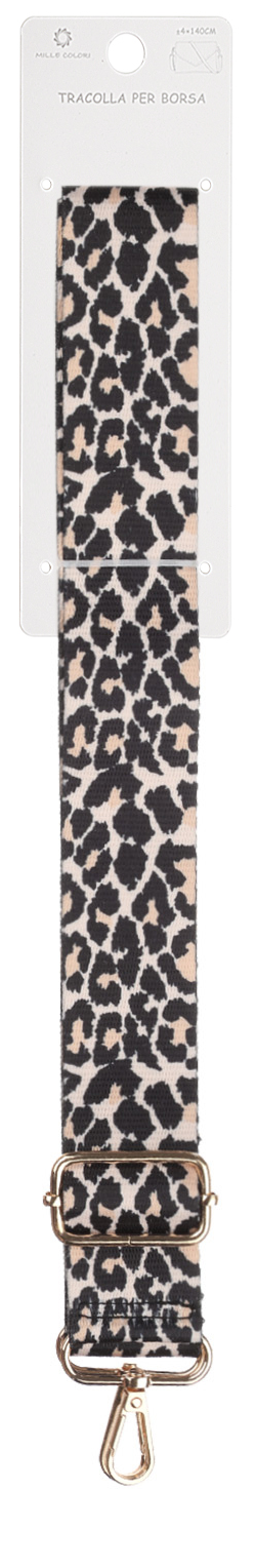 Tracolla Regolabile per Borsa – Fantasia Animalier Leopardata, Ganci in Metallo -140cm/4cm